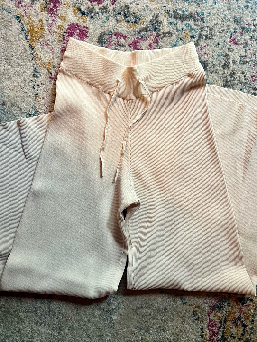 🌷🌷Endless Rose Cream Wide-Leg Drawstring Ribbed Pants🌷🌷 - Picture 7 of 9